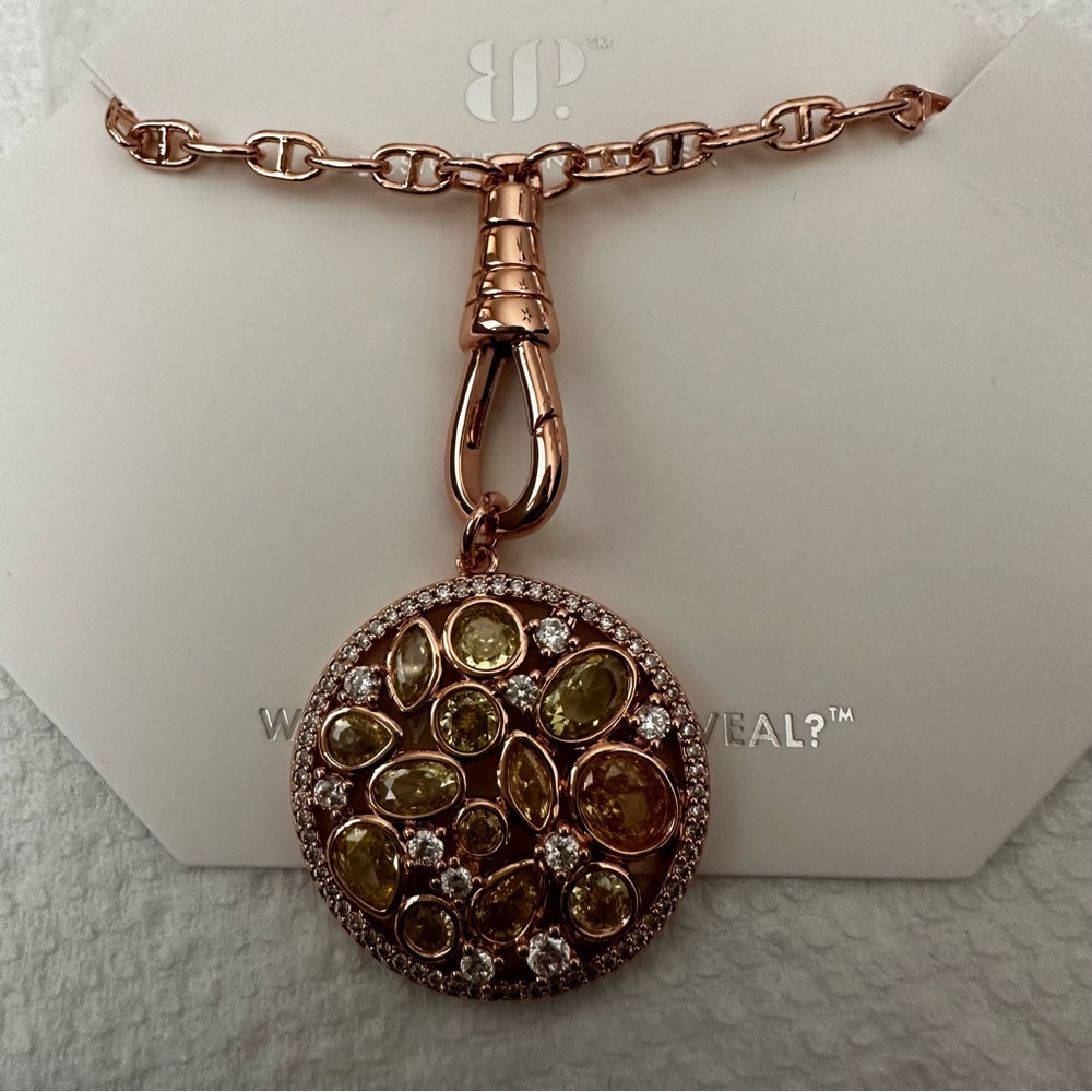 Bomb Party November 2025 Citrine Necklace 18” +2.5” extender Rose Gold Plating